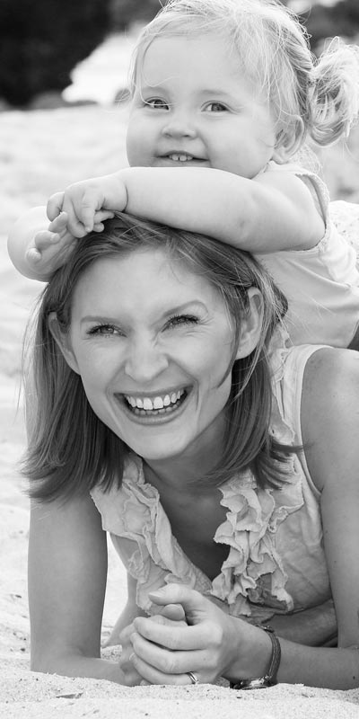 Mum and baby on beach