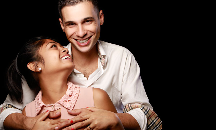 Happy studio engagement photo