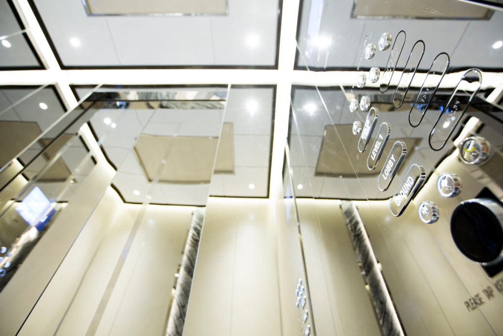 Mirrored lift interior