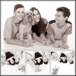 three kids and a dog photo